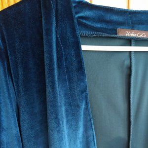 Urban Co Co Teal/Blue Long Sleeve Velvet Cardigan